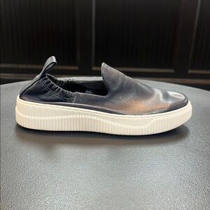 Navy Slip-On Sneakers with White Sole